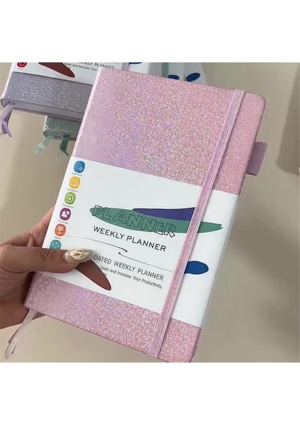 A5 Defter Kağıt Günlük Not Defteri Elastik Askı ve Günlük Çıkartmaları Mor (Yurt Dışından)