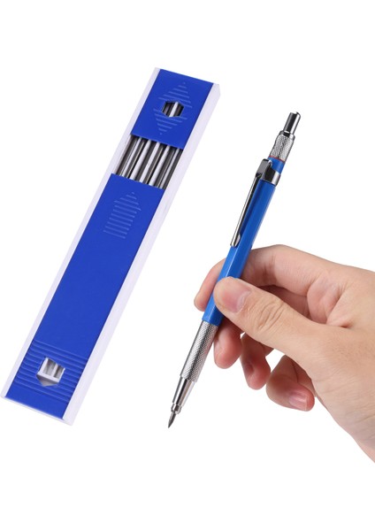 2.0mm Mekanik Kalem Kurşun Kalem Taslak Çizim Marangoz El Sanatları Sanat Eskizleri Için 12 Adet Yedekli - Mavi (Yurt Dışından)