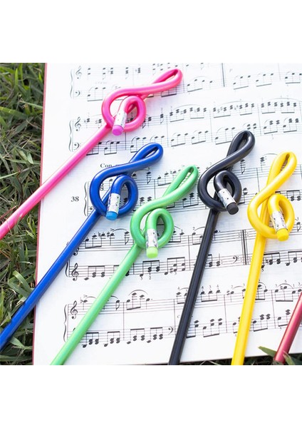 12 Adet Öğrenci Not Kalemleri Silgi ile Müzik Not Kalemleri Renkli Müzik Kalemleri Ahşap Tiz Anahtarı Bükülmüş Kalem (Yurt Dışından)