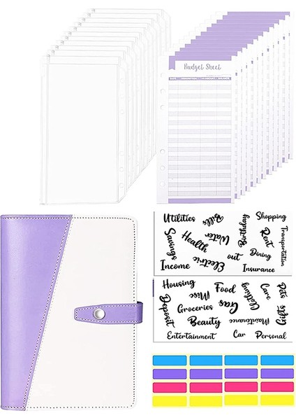 Bütçe Klasörü-29 Parça Tasarruf Para Düzenleyici, Bütçe Için Nakit Zarflar, Fermuarlı Zarflı A6 Pu Bütçe Klasörü, Mor (Yurt Dışından)