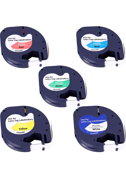 5 Adet 91201 12MM Dymo Letratag Bant Plastik Etiket Bandı Kendinden Yapışkanlı Bant Karışık Renkli Bant Dymo Letratag Etiket Yapıcı Için Uyumlu (Yurt Dışından)