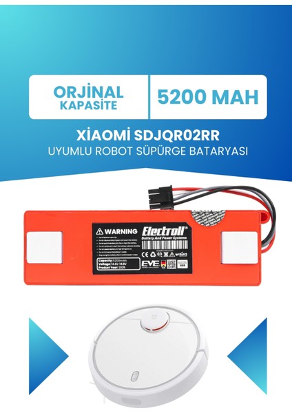 Xiaomi Sdjqr02rr Uyumlu Batarya (ORJİNAL KAPASİTE) 5200mah Pil Robot Süpürge Batarya Değişimi