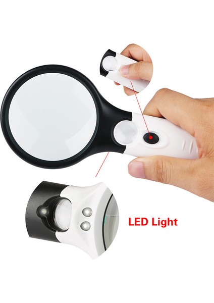 3 LED Işık 45X El Tipi Büyüteç Okuma Büyüteç Mercek Mücevher Büyüteci (Yurt Dışından)