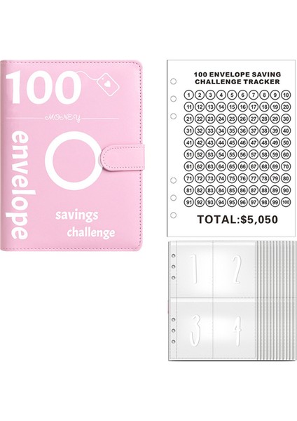 100 Zarf Para Tasarrufu Mücadelesi, 100 Zarf Mücadelesi Klasörü, Para Tasarrufu Klasörü, Bütçe Defteri (Pembe) (Yurt Dışından)