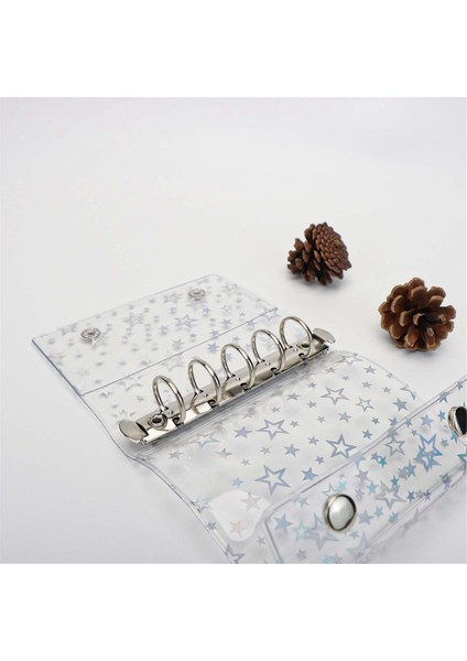 A8 Bütçe Klasör Kapağı Şeffaf Pvc 5 Halkalı Klasör Parıltılı Yıldızlı Yeniden Doldurulabilir Defter Kabuğu Koruyucu 2 Çıtçıtlı (Yurt Dışından) fırsatları
