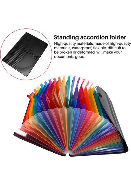 Genişleyen Dosya Klasörü 24 Cep Taşınabilir Gökkuşağı A4 Dosya Düzenleyici Kendiliğinden Ayakta Duran Akordeon Belge Dosyalama Kutusu (Yurt Dışından) modelleri