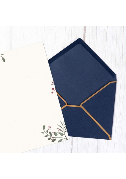100 Paket A7 Zarflar 5 x 7 Kart Zarfları Hediye Kartları, Davetiyeler Için Altın Kenarlı V Kapaklı Zarflar (Koyu Mavi) (Yurt Dışından)