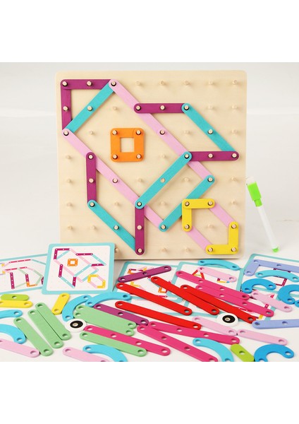 Çocuk Montessori Geometri ve Matematik Öğretim Yardımcıları Eğitici Tırnak Tahtası Bulmacalar Erken Eğitim Ahşap Oyuncaklar (Yurt Dışından)
