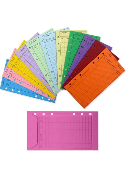 12 Renkli Bütçe Zarfları Delikli Kalın Nakit Zarf Sistemi Tasarruf Para Düzenleyici Zarflar (Yurt Dışından)