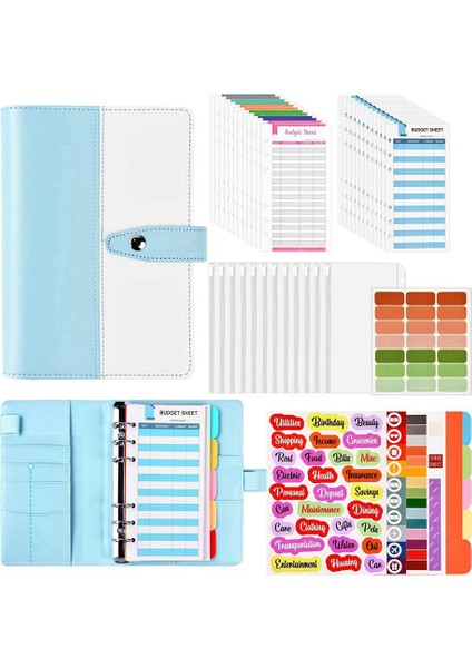 Bütçe Bağlayıcı A6 Pu Halka Bağlayıcı Defter Şeffaf Nakit Zarflı, Seyahat Için Nakit Düzenleyici Para Tasarrufu Cüzdanları Mavi (Yurt Dışından)