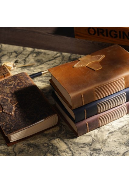 A5 Siyah Retro Ilk Katman Inek Derisi El Yapımı Defter A5 Kraft Kağıt Ajanda Yaratıcı Retro Not Defteri Eskiz Defteri (Yurt Dışından)