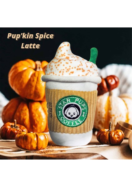 Parodi Yıldız Yavrular Kahve Köpek Oyuncağı Pup'kin Spice Latte - Sonbahar Komik Parodi Peluş Gıcırtılı Tatil Oyuncakları Orta Boy (Yurt Dışından)