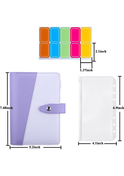 A6 Pu 6-Halkalı Klasör Bütçe Kapağı A6 Klasör Cepleri Gider Bütçe Sayfaları Para Tasarrufu Için Nakit Zarflar Sistem A (Yurt Dışından)
