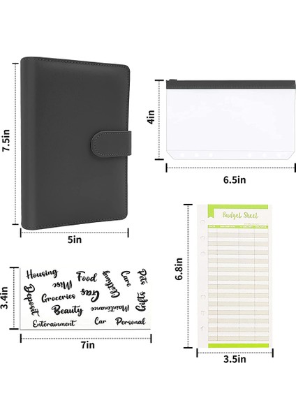 A6 Pu Bütçe Klasör Düzenleyici, Klasör Nakit Zarfları, Gider Bütçe Planlayıcısı, Çıkartmalar, 6 Halka Klasör Zarfları Gümüş (Yurt Dışından)