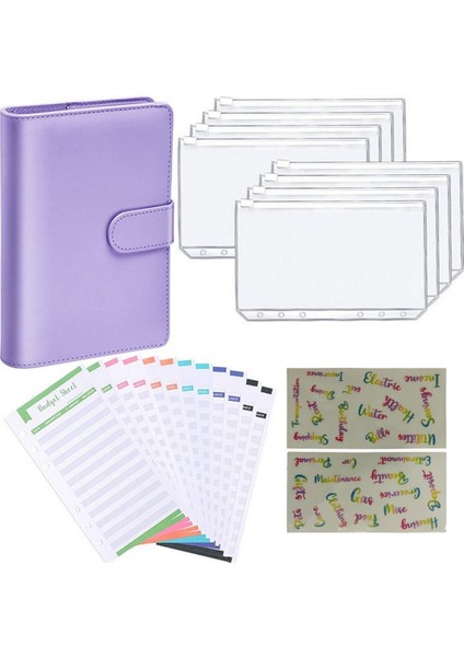 A6 Klasör Bütçe Planlayıcı Defter Kapakları Klasör 6 Delikli Klasör Cepleri Pvc Klasör Fermuar Para Tasarrufu Zarfı Mor (Yurt Dışından)