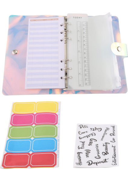 A6 Bütçe Dosyası, Pvc Defter 6 Halka Kapaklı Planlayıcı Düzenleyici Bütçe Zarflar Sayfalar Cepler ve Mektuplar Etiketler (Yurt Dışından)