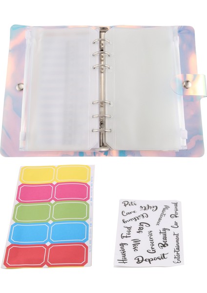A6 Bütçe Dosyası, Pvc Defter 6 Halka Kapaklı Planlayıcı Düzenleyici Bütçe Zarflar Sayfalar Cepler ve Mektuplar Etiketler (Yurt Dışından)