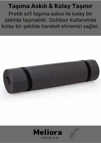 Taşıma Askılı Konfor Modeli Çift Taraflı Kaymaz Yoga Meditasyon Minderi Siyah Mat fiyatları
