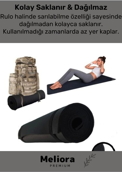 Taşıma Askılı Konfor Modeli Çift Taraflı Kaymaz Yoga Meditasyon Minderi Siyah Mat indirimleri