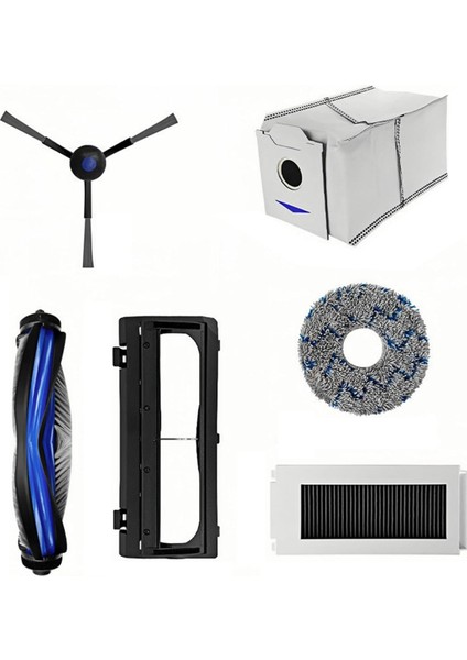 Ecovacs Deebot N30 Pro Omni Robot Süpürge Için Aksesuar Seti Ana Yan Fırça Hepa Filtre Paspas Bezi Toz Torbaları (Yurt Dışından)
