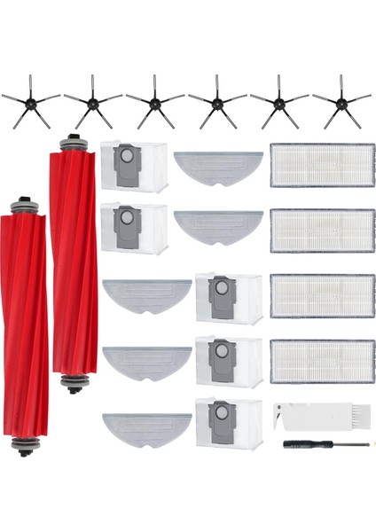 Roborock S7 Maxv Ultra/s7 Pro Ultra Için Aksesuar Seti, Toz Torbaları, Ana Rulo Fırçalar, Yan Fırçalar, Filtreler, Paspas Mendilleri (Yurt Dışından)