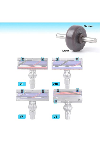 Dyson V6 V7 V8 V10 V11 Serisi Elektrikli Süpürge Tekerlekleri Parçası Için Genişletilmiş Silindirler ve Akslar Tekerlekler Doğrudan Tahrik Kafası (Yurt Dışından) fiyatları
