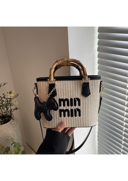 Yeni Sonbahar ve Kış Moda Kontrast Renk Bambu Yüksek Seviye El Omuz Çapraz Trendy Kova Çanta Kadınlar Için (Yurt Dışından)