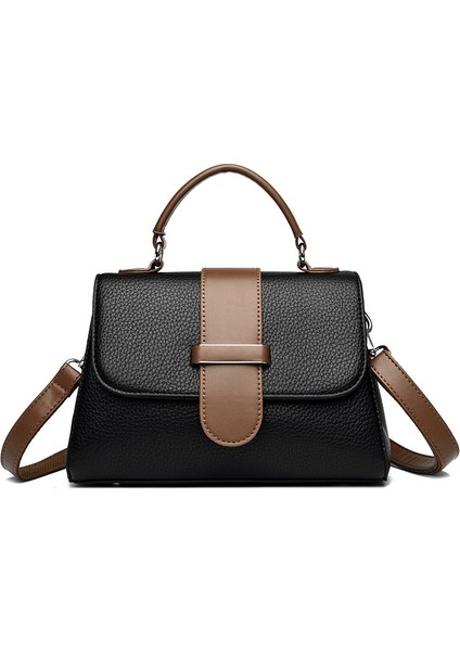 Çanta Kadın Yeni Omuz Çantası Kadın Kontrast Renk Büyük Kapasiteli Çanta Orta Yaşlı Anne Çantası Crossbody Çanta (Yurt Dışından)