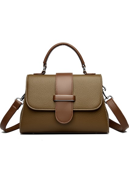 Çanta Kadın Yeni Omuz Çantası Kadın Kontrast Renk Büyük Kapasiteli Çanta Orta Yaşlı Anne Çantası Crossbody Çanta (Yurt Dışından)