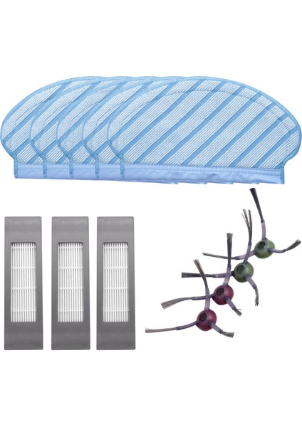 Ozmo 920 950 Elektrikli Süpürge Parçaları Için Paspas Bezi Filtreleri Yan Fırçalar Seti, 3x Filtreler, 4x Yan Fırça, 5x Paspas Bezleri (Yurt Dışından)