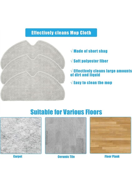 S10, S10 Plus Robot Süpürge Için Mop Bezi Aksesuar Seti, Mikrofiber Yedek Parçalar (Yurt Dışından) modelleri