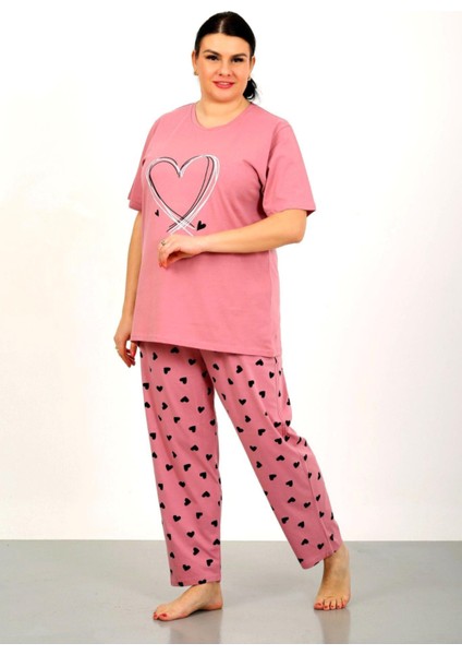 %100 Pamuk Büyük Beden Kısa Kol Kadın Pijama Takımı modelleri