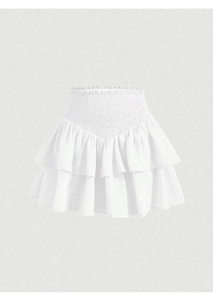 2'li Siyah ve Beyaz Iki Katlı Yüksek Bel Fırfırlı Etek fiyatları