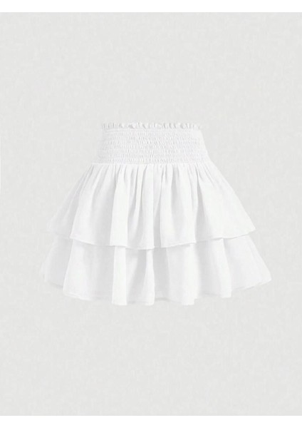 2'li Siyah ve Beyaz Iki Katlı Yüksek Bel Fırfırlı Etek fırsatları