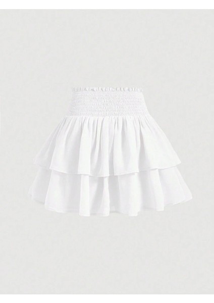 2'li Siyah ve Beyaz Iki Katlı Yüksek Bel Fırfırlı Etek fiyatları