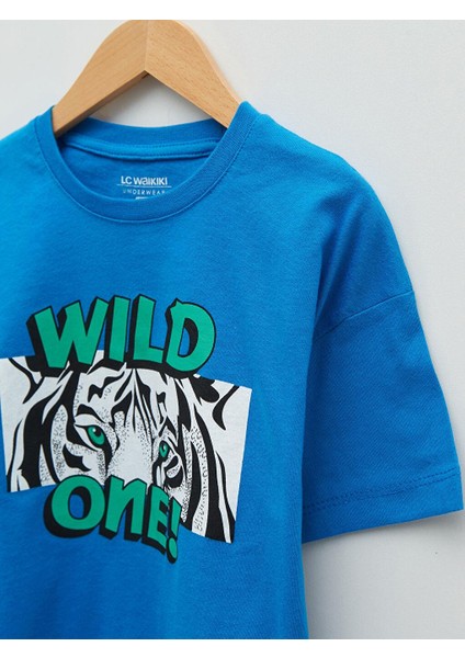 Bisiklet Yaka Baskılı Kısa Kollu Erkek Çocuk Şortlu Pijama Takımı modelleri