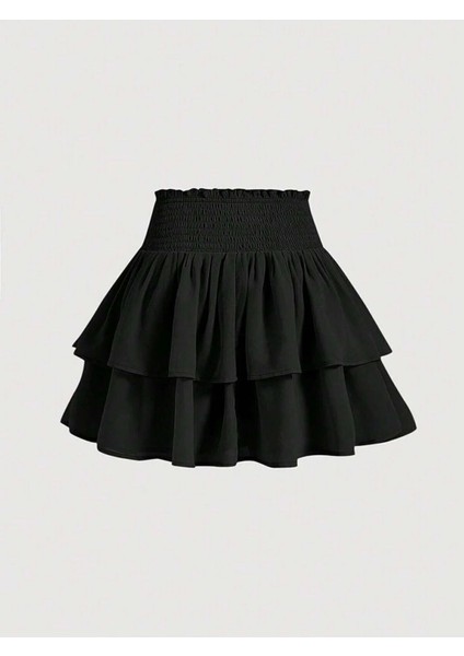 2'li Siyah ve Beyaz Iki Katlı Yüksek Bel Fırfırlı Etek fiyatları