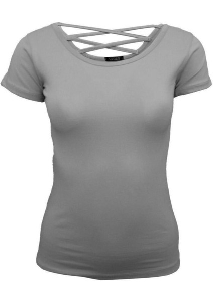 Arkası Çapraz Ip Detay Tişört