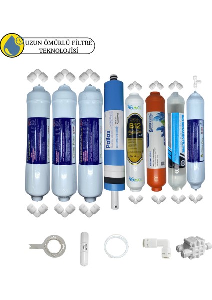 Swun Chyan Kapalı Kasa Su Arıtma Cihazlarına Sertifikalı 8li B12 Alkali+Detox+ Pallas Mebran Mineral