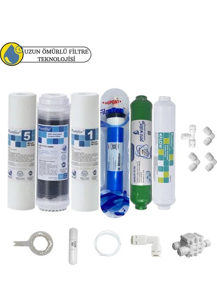 Purefer Açık Kasa Çif Sedimentli Sertifikalı 6 lı Filmtec Dupon Mebran Alkalili