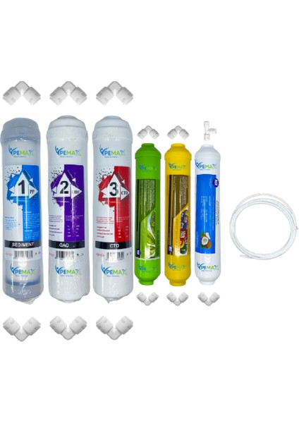 Pws Kapalı Kasa Su Arıtma Cihazlarına Uygun Std 6 lı Mebransız Alkali +Mineral +Tatlandırıcı Set