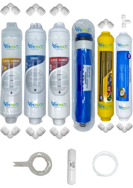Pws Kapalı Kasa Su Arıtma Cihazların Uygun Eco 6 lı Reverse Osmosis Mebran Mineral+Tatlandırıcı Set