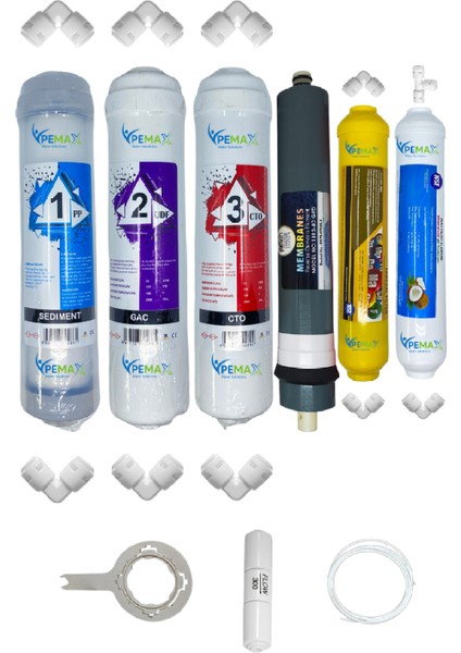 Pws Kapalı Kasa Su Arıtma Cihazlarına Uygun Std 6 lı Platinium Mebran Mineral+Tatlandırıcı Set