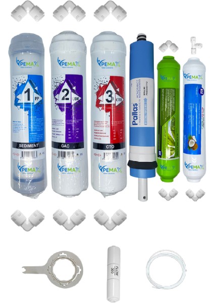 Pws Kapalı Kasa Su Arıtma Cihazlarına Uygun Std 6 lı Pallas Mebran Alkali+Tatlandırıcı Set