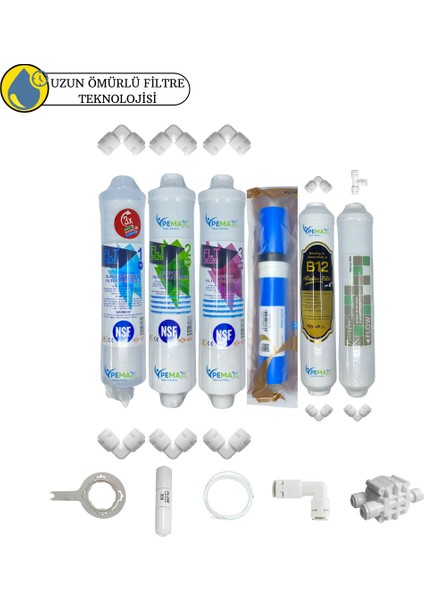 Pws Kapalı Kasa Su Arıtmaya Uygun Sertifikalı 6 lı Vontron 4000 Tds Mebran PUREFER+B12 Alkali Set