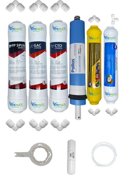 Pws Kapalı Kasa Su Arıtma Cihazlarına Ecomax 6 lı Pallas Mebran Mineral+Tatlandırıcı