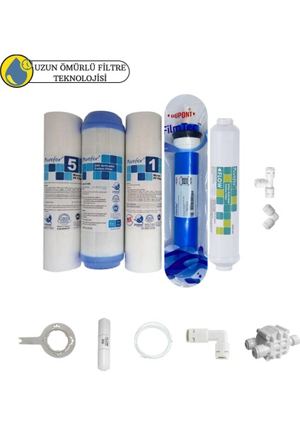 Purefer Açık Kasa Çift Sedimentli Sertifikalı 5li Filmtec Dupon Mebran 5li