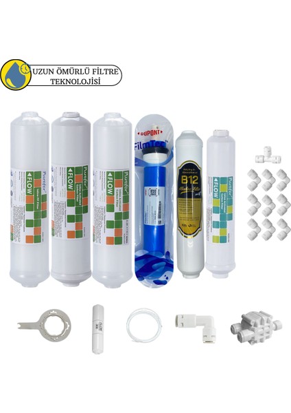 Purefer Kapalı Kasa Su Arıtma Cihazlarına Sertifikalı 6 lı Filmtec Dupon Mebran B12 Alkalili