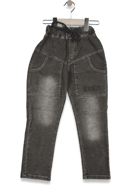Dude Nakışlı Bel Lastikli Jeans Pantolon
