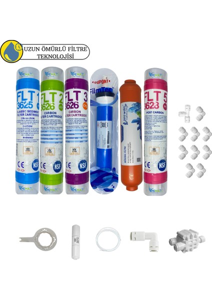 Pws Kapalı Kasa Su Arıtma Cihazlar Sertifikalı 6lı Filmtec Mebran Tatlandırıcı+Mineral Set